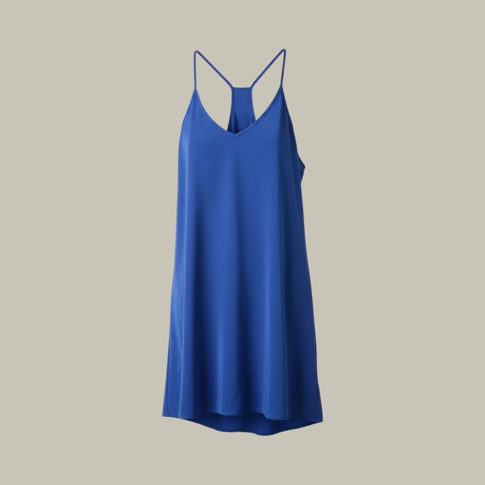Amanda Uprichard Royal‎ Cobalt Blue 100% Silk Racerback Mini Dress Sz P Button